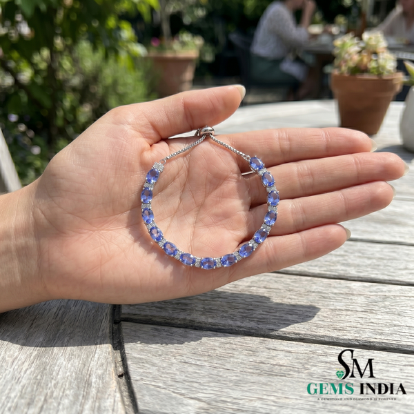 Tanzanite & Diamond Tennis Bracelet - Handmade Fine Jewelry for Women