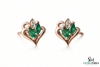 Marquise Emerald Heart Shaped Gold Stud Earrings