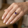 Elegant Oval Cut Amethyst Ring with Milgrain Diamond Halo