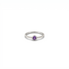 Dainty Amethyst Solitaire Ring with Beaded Band – February Birthstone Jewelry