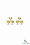 Three-Stone Heart NaturalCitrine Stud Earrings