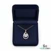 Classic Round Aquamarine Diamond Swirl Teardrop Pendant