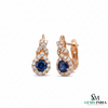 Round Blue Sapphire & Diamond Cluster Stud Earrings in 18k Gold – Vintage Halo Style (Copy)