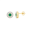 Elegant Round Natural Emerald Center Diamond Halo Stud Earrings Green Gemstone Jewelry for her