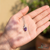 Pear Cut Amethyst Pendant With Diamond Accent & Curved Swirl Design