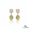 Green Oval Peridot & Diamond Luxury Drop Earrings