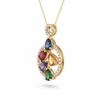 Multi Sapphires Rainbow Gemstone Pendant Pear Cut Multicolor Circle Pendant