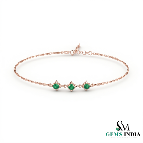 Minimal Round Emerald Trio Bracelet – Elegant Everyday Jewelry