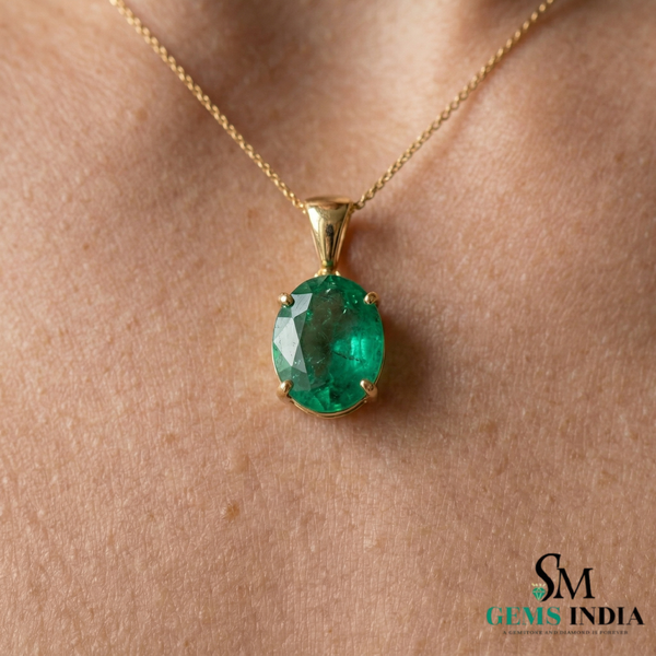 Oval Cut Emerald Pendant in 14k Gold – Classic Solitaire Design