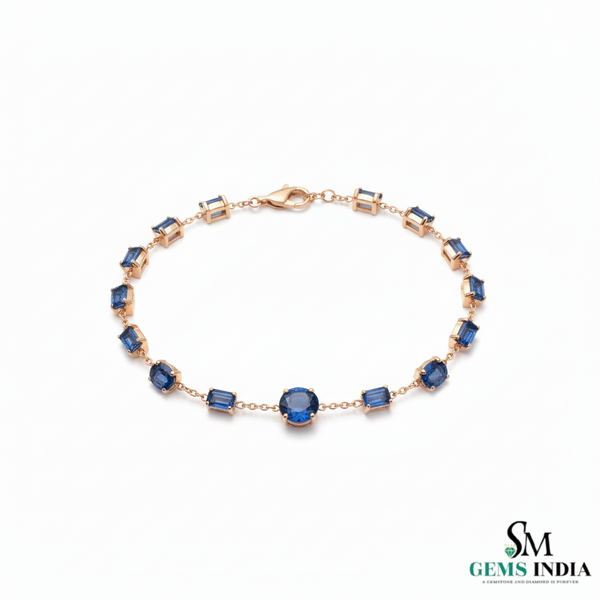 Premium Blue Sapphire Bracelet for Women - Gemstone Jewelry Gift
