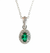 1.02 carat Oval shape Natural Green Emerald Halo Diamond Pendant Necklace in 14K Gold