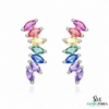 Rainbow Marquise Sapphire Curved Bar Stud Earrings - fine jewelry earrings