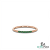 Natural Emerald Half Eternity Ring in Solid 14K Gold – Minimalist Stackable Band for Women