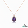 Luxury Pear Cut Amethyst Pendant with Diamond Halo in 18k gold