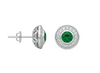Round Natural Emerald & Diamond Halo Stud Earrings Fine White Gold Jewelry