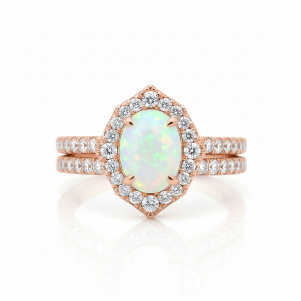 Doppelter Smaragd-Ring in offenem Design aus 14 Karat Gold – Band mit quadratisch und rund geschliffenen grünen Edelsteinen