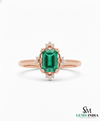 Emerald Cut Natural Emerald May Birthstone Women Engagement Ring 14k Fine Jewelry Gold Ring