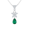 Butterfly Natural Emerald Pendant Necklace Pear Cut Green Gemstone in 14K gold&nbsp;