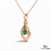 Natural Oval Green Emerald Teardrop Pendant For Woman