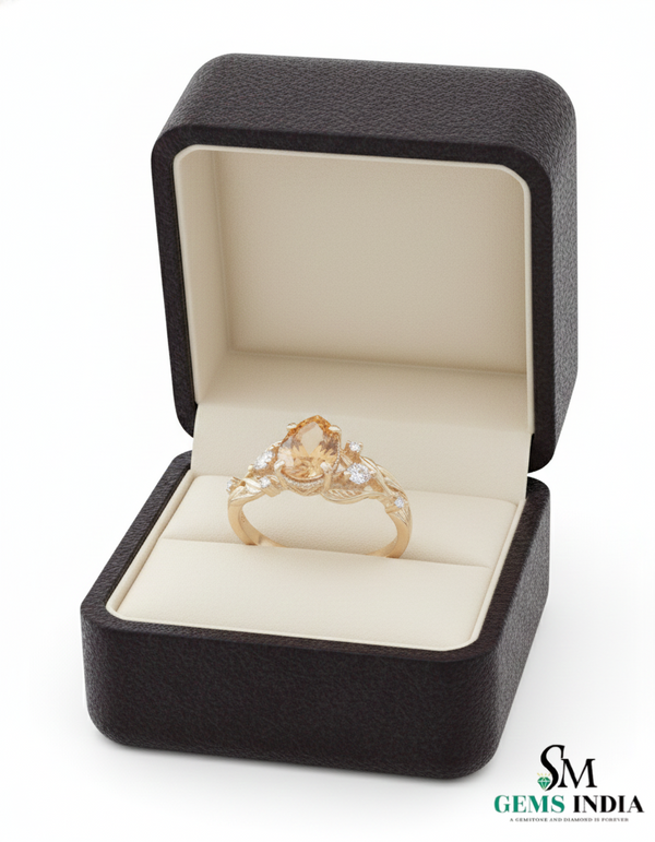 Pear Cut Citrine & Diamond Twist Ring in 14k and 18k Gold Elegant Gemstone Ring