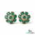 Luxury Round Emerald Cluster Stud Earrings – Diamond Floral Fine Jewelry