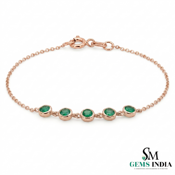 Elegant Round Fine Green Emerald Fine Chain Jewelry - Elegant Gift For Her