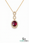 Infinity Style Ruby and Diamond Pendant Necklace July Birthstone Jewelry