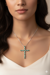 2.80 carat 14k Solid Gold Cross Pendant Round Natural Emerald Faith Jewelry Gift