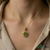 Antique Inspired Peridot Floral Pendant with Diamonds - Elegant Statement Jewelry