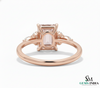 Emerald Cut Morganite & Diamond Engagement Ring in 14k and 18k Gold