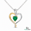 Dual-Tone Emerald Heart Pendant Two-Tone Diamond Sparkle in 14k Gold