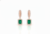 Royal Emerald cut Natural Emerald Halo Drops Earring– 14K Gold Dangle Elegance