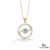 Cushion Cut Aquamarine Diamond Swirl Circle Pendant For Woman