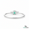 Round Emerald and Diamond Accent Ring in Solid Gold – Dainty Promise Ring