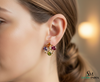 Luxury Multi-Stone Gold Stud Earrings with Diamond Accents