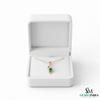 Oval Shape Natural Green Emerald & Diamond Twist Pendant - Green Gemstone Jewelry
