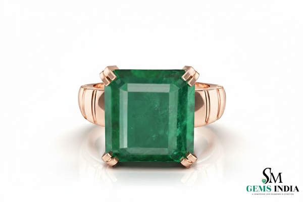 Mens Emerald Octagon Ring: Genuine Zambian Gem, Solid Gold