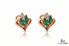 Marquise Emerald Heart Shaped Gold Stud Earrings
