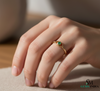 Delicate Natural Emerald Eye Symbol Fine Gold Band Ring - Minimalist emerald ring