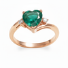 2 carat Heart Shape Natural Emerald and Diamond Ring 14k gold Emerald Engagement Ring