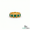 Round Natural Emerald and Citrine Ring - Elegant Gemstone Eternity Band