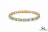 Oval Shape Aquamarine Tennis Bracelet in 14k and 18k Gold - Luxury Fine Jewelry