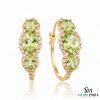 Elegant Oval Peridot & Diamond in 14k and 18kGold Hoop Earrings
