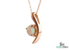 Round Opal Birthstone Crescent Pendant for Women