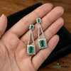 Luxury Emerald cut Emerald and Diamond Dangle Earrings – 14K Gold Statement Jewelry