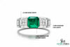 Men's Emerald and Diamond Wedding Band Ring, 18k Gold, May Birthstone