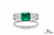 Men's Emerald and Diamond Wedding Band Ring, 18k Gold, May Birthstone