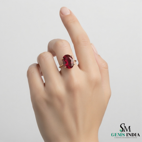 Oval Cut Red Ruby Solitaire Ring in 14K Gold Timeless Statement Jewelry
