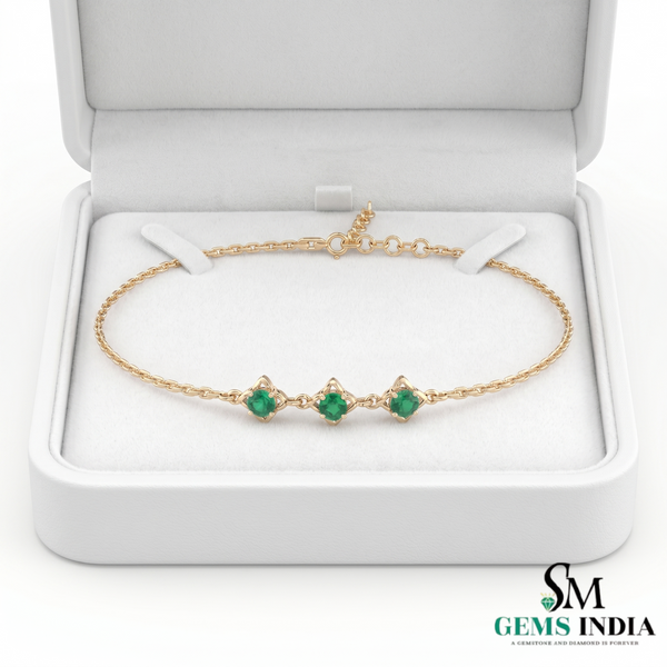 Minimal Round Emerald Trio Bracelet – Elegant Everyday Jewelry