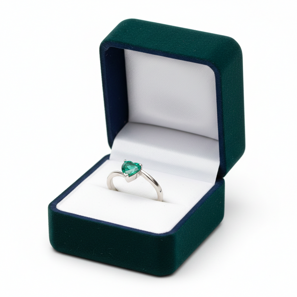 Heart Shape Natural Emerald Ring – Minimalist Solitaire Emerald Promise Ring